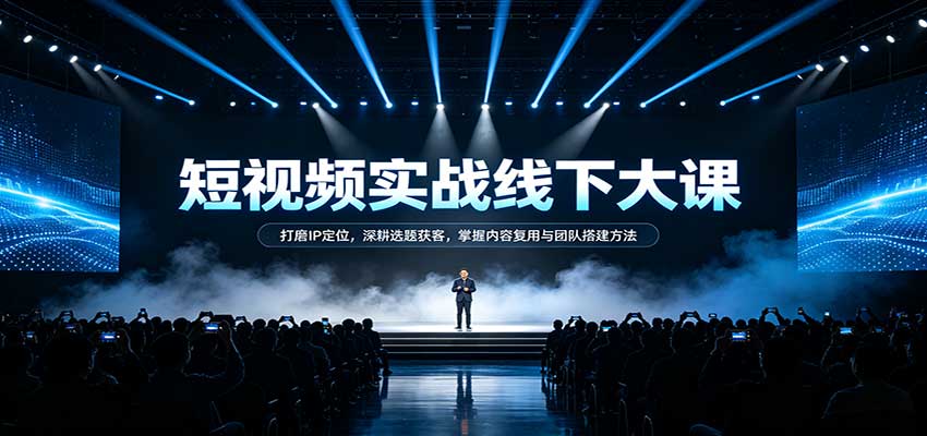 短视频实战线下大课：打磨IP定位，深耕选题获客，掌握内容复用与团队搭建方法