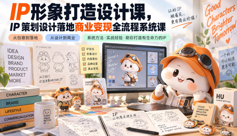 IP形象打造设计课,IP策划设计落地商业变现全流程系统课