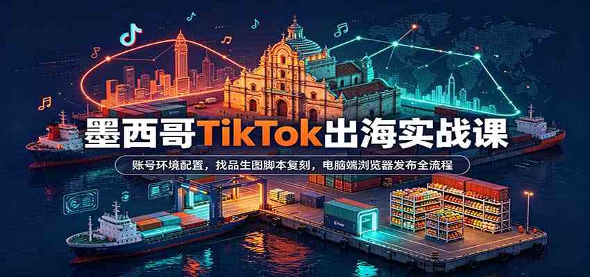 墨西哥TikTok出海实战课：账号环境配置，找品生图脚本复刻，电脑端浏览器发布全流程