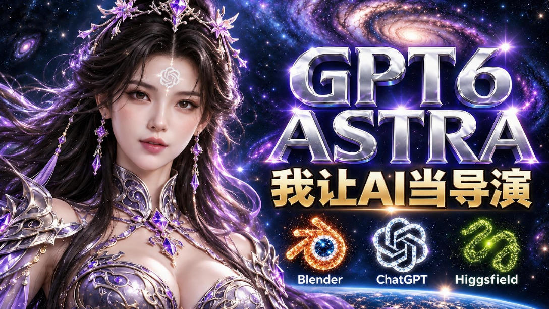 让GPT-6 Astra当导演！Higgsfield和Blender实战打造30秒玄幻精准运镜短片！