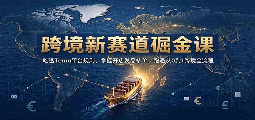 跨境新赛道掘金课：吃透Temu平台规则，掌握开店发品核价，跑通从0到1跨境全流程