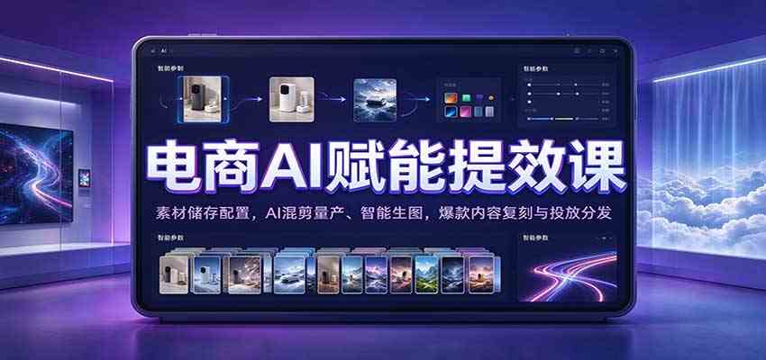 电商AI赋能提效课：素材储存配置，AI混剪量产、智能生图，爆款内容复刻与投放分发