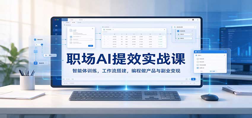 职场AI提效实战课:智能体训练,工作流搭建,编程做产品与副业变现