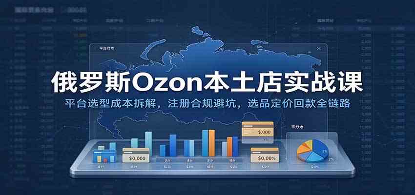 俄罗斯Ozon本土店实战课：平台选型成本拆解，注册合规避坑，选品定价回款全链路
