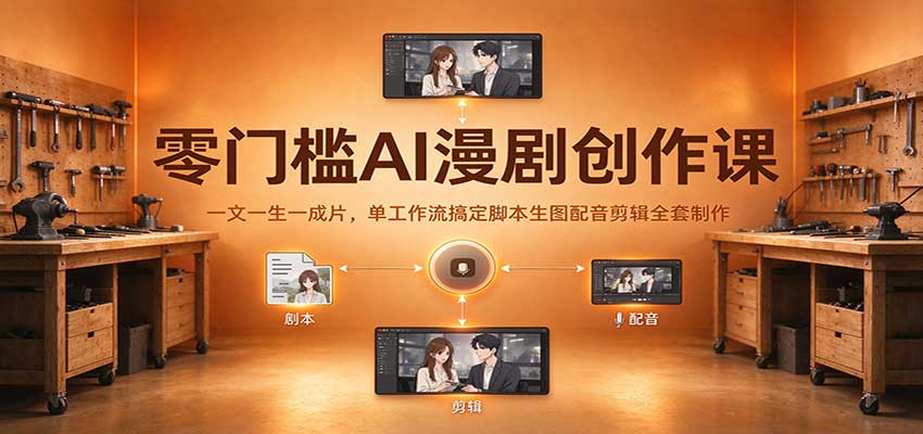 零门槛AI漫剧创作课:一文一生一成片,单工作流搞定脚本生图配音剪辑全套制作