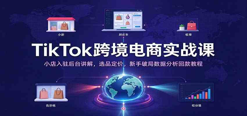 TikTok跨境电商实战课：小店入驻后台讲解，选品定价，新手破局数据分析回款教程