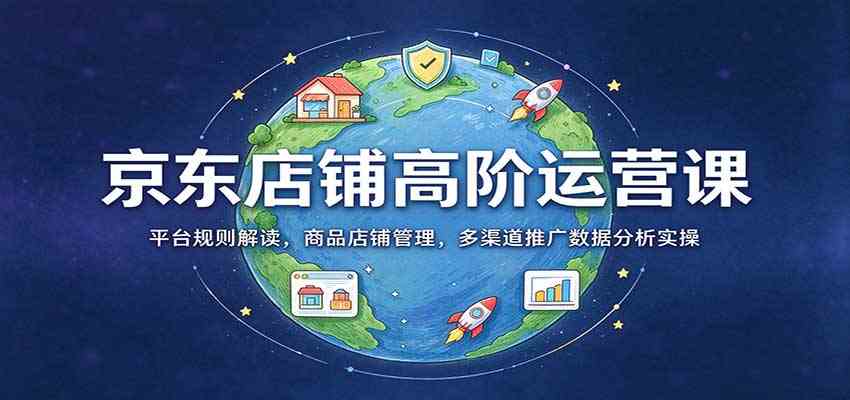 京东店铺高阶运营课：平台规则解读，商品店铺管理，多渠道推广数据分析实操