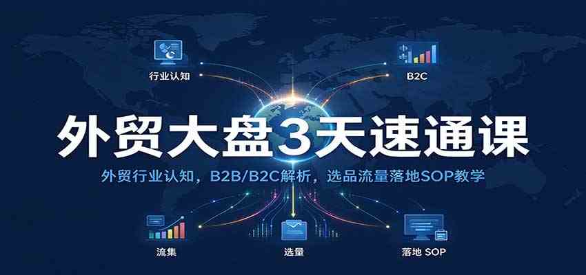 外贸大盘3天速通课：外贸行业认知，B2B/B2C解析，选品流量落地SOP教学