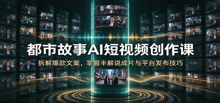 都市故事AI短视频创作课:拆解爆款文案,掌握半解说成片与平台发布技巧