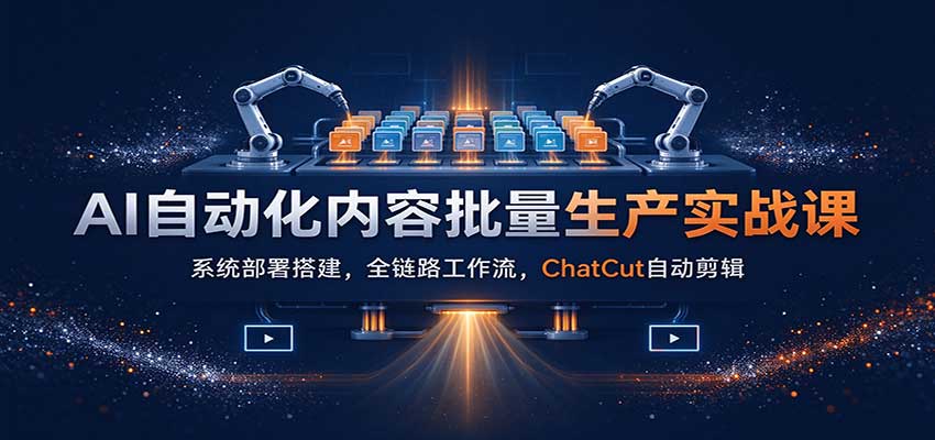 AI自动化内容批量生产实战课：系统部署搭建，全链路工作流，ChatCut自动剪辑